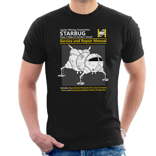 (X-Large, Black) Red Dwarf Starbug Service And Repair Manual Men's T-Shirt