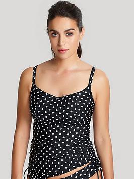 Panache Anya Spot Balconnet Tankini Top, Black/White, Size 32E, Women