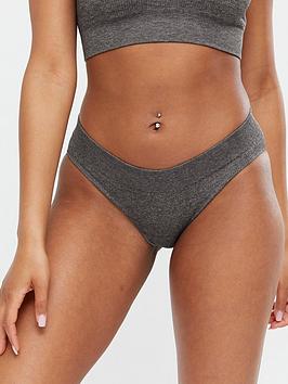 New Look Grey Ribbed Seamless Bikini Briefs