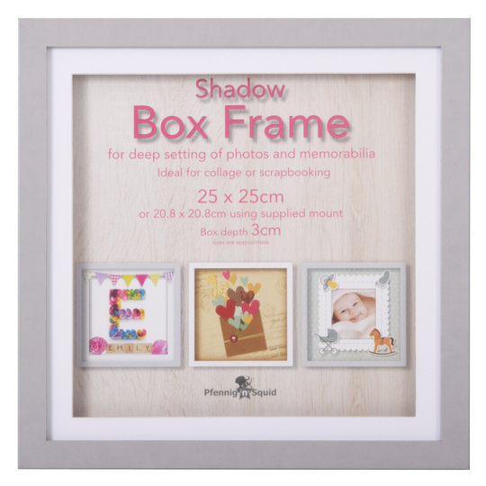 (Grey, 25x25cm) Shadow Box Frame Deep 3D Display Picture Craft Frames