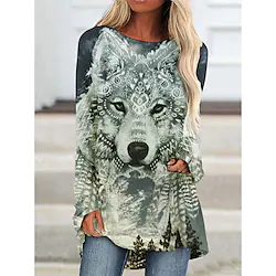 Wolf Masquerade T-shirt Women's Christmas Christmas Carnival Masquerade Adults' Christmas Vacation Polyester Top Lightinthebox