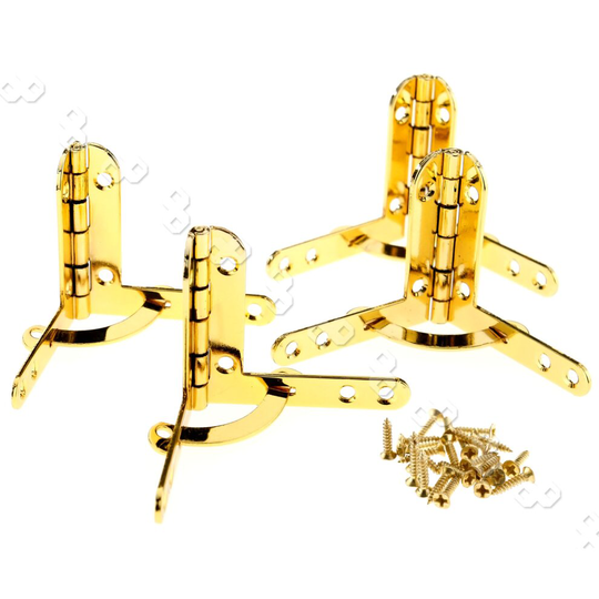 4PCS Gold Small Boxes Cases Quadrant 90° Degree Bright Hinges 31mm X 43mm