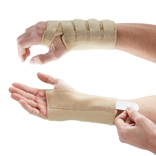 (Medium, Left) Actesso Beige Wrist Support Splint - Pain Relief for Carpal Tunnel, Sprains, and Arthritis