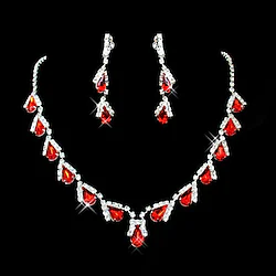 Pendant Necklace Earrings For Women's Synthetic Ruby Red Wedding Masquerade Engagement Party Gemstone Crystal Synthetic Gemstones Cubic Zirconia Pear Cut Briolette Drop / Imitation Diamond Lightinthebox