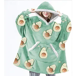 Adults' Hoodie Christmas Pajamas Oversized Hoodie Blanket Fruit Santa Claus Solid Color Onesie Pajamas Flannel Cosplay For Men and Women Christmas Animal Sleepwear Cartoon Festival / Holiday Costumes Lightinthebox