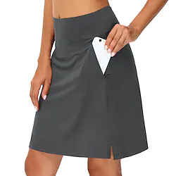 Women's Tennis Skirts Yoga Skirt 2 in 1 Side Pockets Tummy Control Butt Lift Quick Dry High Waist Yoga Fitness Gym Workout Skort Bottoms Dark Gray Dark Navy Red Sports Activewear Stretchy Skinny Lightinthebox