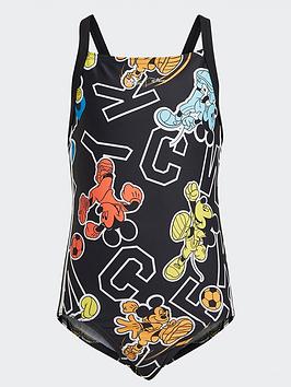 adidas X Disney Mickey Swimsuit - Black, Black, Size 5-6 Years, Women