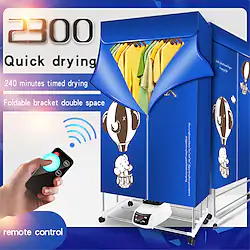 Electric Clothes Dryer,Portable Silent Electric Warm Air Dryer Clothes,Drying Rack Machine with Timing Remote Control,Household Clothes Dryer Electric Indoor,Home Clothes Drying Lightinthebox