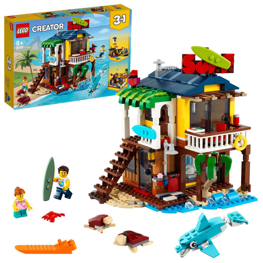 LEGO 31118 Creator 3 in 1 Surfer Beach House, Lighthouse & Pool House Summer Building Toy Set, Gift Idea for Kids 8+ Years Old