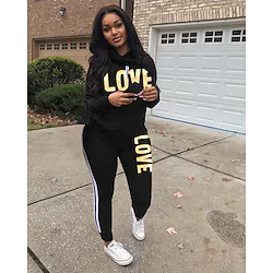Women's Tracksuit Sweatsuit 2 Piece Casual Long Sleeve Thermal Warm Breathable Moisture Wicking Fitness Running Jogging Sportswear Activewear Striped Black Army Green Fuchsia / Sweatshirt Lightinthebox