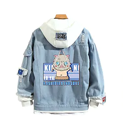 Inspired by Demon Slayer: Kimetsu no Yaiba Hashibira Inosuke Cartoon Manga Back To School Anime Harajuku Graphic Kawaii Hoodie For Men's Women's Unisex Adults' Denim Lightinthebox