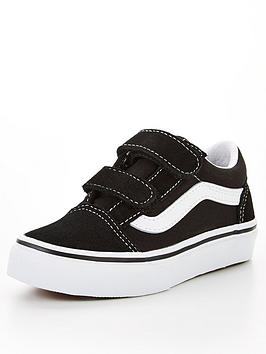 Vans Old Skool Childrens Unisex Trainers-Black/White, Black/White, Size 10