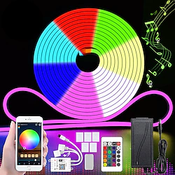 Neon Rope Smart RGB LED Light Strip Kit Work with Alexa Google 3M 12V RGB WIFI 5M 25M WiFi Phone App Control Including Adapter Kit Suitable for DIY Installation Lightinthebox