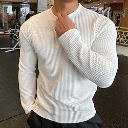 Men's Workout Shirt Running Shirt Long Sleeve Top Athletic Athleisure Winter Breathable Quick Dry Soft Running Jogging Training Sportswear Activewear Solid Colored Black Yellow Khaki Lightinthebox