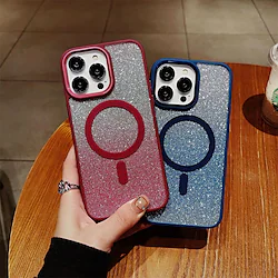 Phone Case For Apple Magnetic Adsorption iPhone 14 Pro Max iPhone 14 Pro iPhone 14 Plus iPhone 14 iPhone 13 Pro Max 12 11 Bumper Frame Magnetic Full Body Protective Glitter Shine PC Lightinthebox
