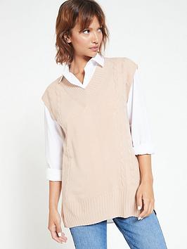 Everyday Knitted Supersoft Cable Detail Fine Gauge Tabard - Blush
