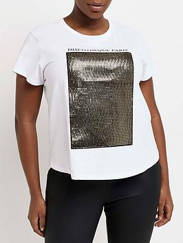 RI Plus Plus Disco Box Graphic T-shirt - White, White, Size 24, Women