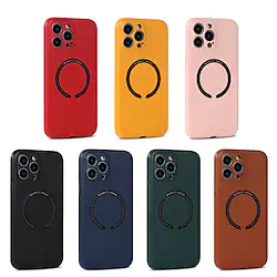 Phone Case For Apple Back Cover Bumper Frame Compatible with MagSafe Soft Edges Solid Colored PU Leather Lightinthebox