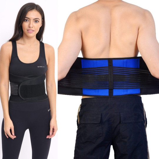 Body and Base TM, Adjustable Neoprene Double Pull Lumbar Support Lower Back Belt Brace Pain Relief (Large (33-36 inches))