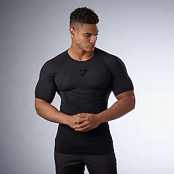 Men's Compression Shirt Running Shirt Short Sleeve Tee Tshirt Athletic Spandex Breathable Quick Dry Soft Gym Workout Running Active Training Sportswear Activewear Solid Colored Black Lightinthebox