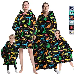 Kid's Adults' Oversized Hoodie Blanket Wearable Blanket With Pocket Dinosaur Animal Onesie Pajamas Flannel Cosplay For Men's Women's Boys Christmas Animal Sleepwear Cartoon Festival / Holiday Costumes Lightinthebox