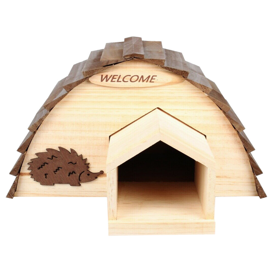 Hedgehog House Wooden Roof Nature Hibernation Box Garden Shelter Home Nest Bed