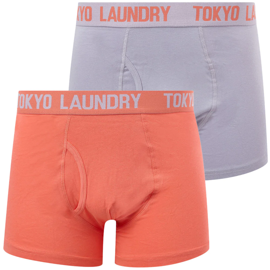 Mens Underwear Snowden (2 Pack) Boxer Shorts Set in Wisteria Lilac / Dubarry Coral - Tokyo Laundry / S - Tokyo Laundry