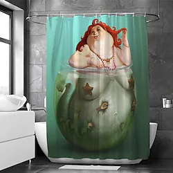 Shower Curtain With Hooks Suitable For Separate Wet And Dry Zone Divide Bathroom Shower Curtain Waterproof Oil-proof Modern and People and Landscape Lightinthebox