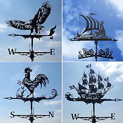 Metal Weather Vane Cock Decorated Weather Vane Iron Rooster Ornament for Roof Shack Indicating Wind Direction Yard Decor Lightinthebox