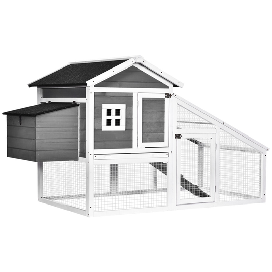 PawHut Deluxe Wooden Chicken Coop Poultry House Cage with Nesting Box