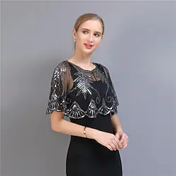 The Great Gatsby Vintage 1920s The Great Gatsby Party Costume Masquerade Women's Sequins Costume Vintage Cosplay Party Prom Shawl / Tulle Lightinthebox