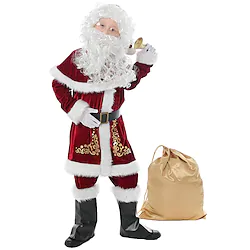 Santa Suit Santa Claus Cosplay Costume Outfits Santa Clothes Boys Special Christmas Christmas Carnival Masquerade Kid's Christmas Polyester Fabric Top Pants Gloves Belt Socks / Hat Lightinthebox