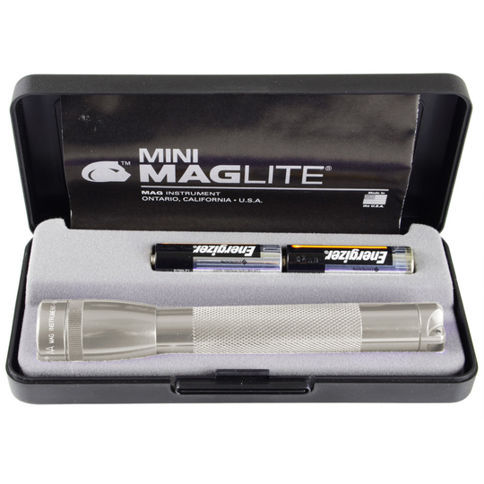 (Silver) Mini Maglite Aa Torch - Gift Boxed Flashlight with Batteries