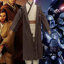 Obi-Wan Kenobi Jedi Knight Cosplay Costume Outfits Men's Movie Cosplay Cosplay Brown Coffee Coat Top Pants Carnival Masquerade Polyester Lightinthebox