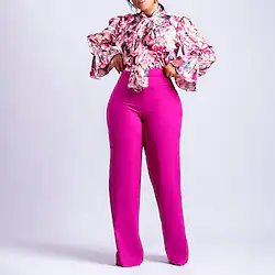 Gentlewoman 1950s 1960s Blouse / Shirt Trousers Two Pieces Straight Leg Pants Women's Costume Vintage Cosplay Party / Evening Plus Size Blouses Masquerade Lightinthebox