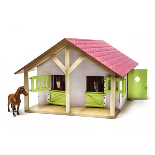 Kids Globe Farm Stables with 2 Boxes and 1 Workshop 1-24 Toy Horse Barn 610168