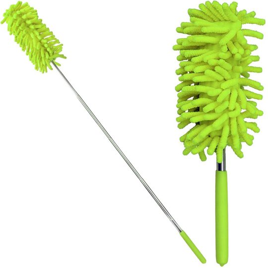 (Green) 75cm Telescopic Microfibre Cleaning Duster Brush Extendible Soft Grip Handle New