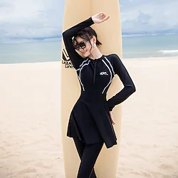 Women's Rash Guard Dive Skin Suit UPF50 Breathable Quick Dry Full Body Bathing Suit Swimsuit Front Zip Swimming Diving Surfing Snorkeling Solid Colored Spring Summer Autumn Lightinthebox