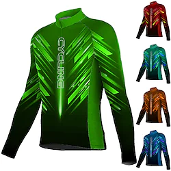 21Grams Men's Cycling Jersey Long Sleeve Bike Jersey Top with 3 Rear Pockets Mountain Bike MTB Road Bike Cycling Breathable Quick Dry Moisture Wicking Reflective Strips Red Blue Dark Green Spandex Lightinthebox