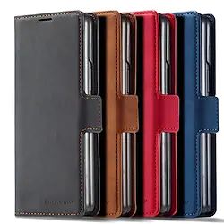 Phone Case For Samsung Galaxy Wallet Card Z Fold 3 Wallet Flip Magnetic Solid Colored PU Leather Lightinthebox