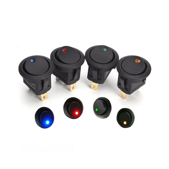 (Blue) 2 x 12V LED Rocker ON/OFF Round Switch for Car/Van/Dash/Boat BLACK