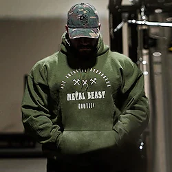 Men's Hoodie Sweatshirt Patchwork Long Sleeve Top Athletic Athleisure Winter Cotton Thermal Warm Windproof Soft Running Jogging Training Sportswear Activewear Green Orange Red Lightinthebox