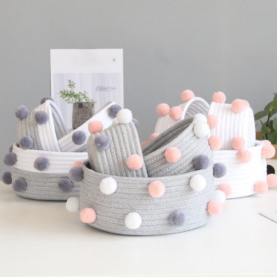 Cosmetic Storage Box Lovely Nice-looking Stable Sundries Box Cotton Rope Woven Storage Basket for Home