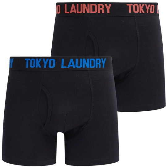 Mens Underwear Sadler (2 Pack) Boxer Shorts Set in Hot Coral / Princess Blue - Tokyo Laundry / XL - Tokyo Laundry