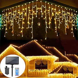 LED Curtain Lights Solar 3x0.5m 4mx0.6m 5x0.8 24V Low Voltage Remote Control Solar Power Plug-in Dual Purpose String Light Thanksgiving Christmas Outdoor Party Garden Decoration Fairy Lights Gypsophila 1 set Lightinthebox