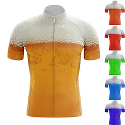21Grams Men's Cycling Jersey Short Sleeve Bike Jersey Top with 3 Rear Pockets Oktoberfest Beer Jersey Mountain Bike MTB Road Bike Cycling Breathable Quick Dry Reflective Strips Green Purple Yellow 3D Lightinthebox