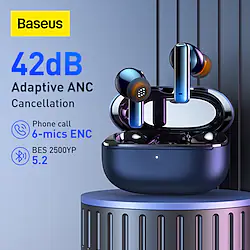 Baseus Storm 1 Wireless Earphone Bluetooth 5.2 42dB Adaptive Dynamic ANC Headphone with 6-mics ENC Noise Cancelling HiFi Earbuds Lightinthebox