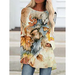 Leaves Masquerade T-shirt Women's Christmas Christmas Carnival Masquerade Adults' Christmas Vacation Polyester Top Lightinthebox