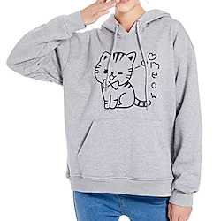 Inspired by Animal Cat Hoodie cat ears Anime Front Pocket Cat Ear Hoodie For Men's Women's Unisex Adults' Hot Stamping 100% Polyester Lightinthebox