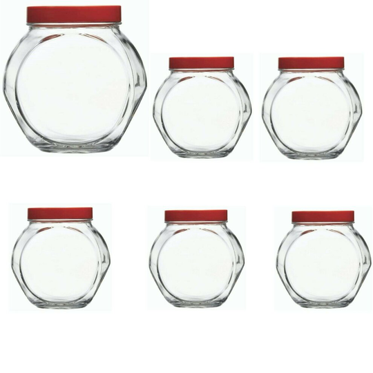 (Box of 6 Jars) 1.5L Large Glass Cookie Sweet Jar Food Storage